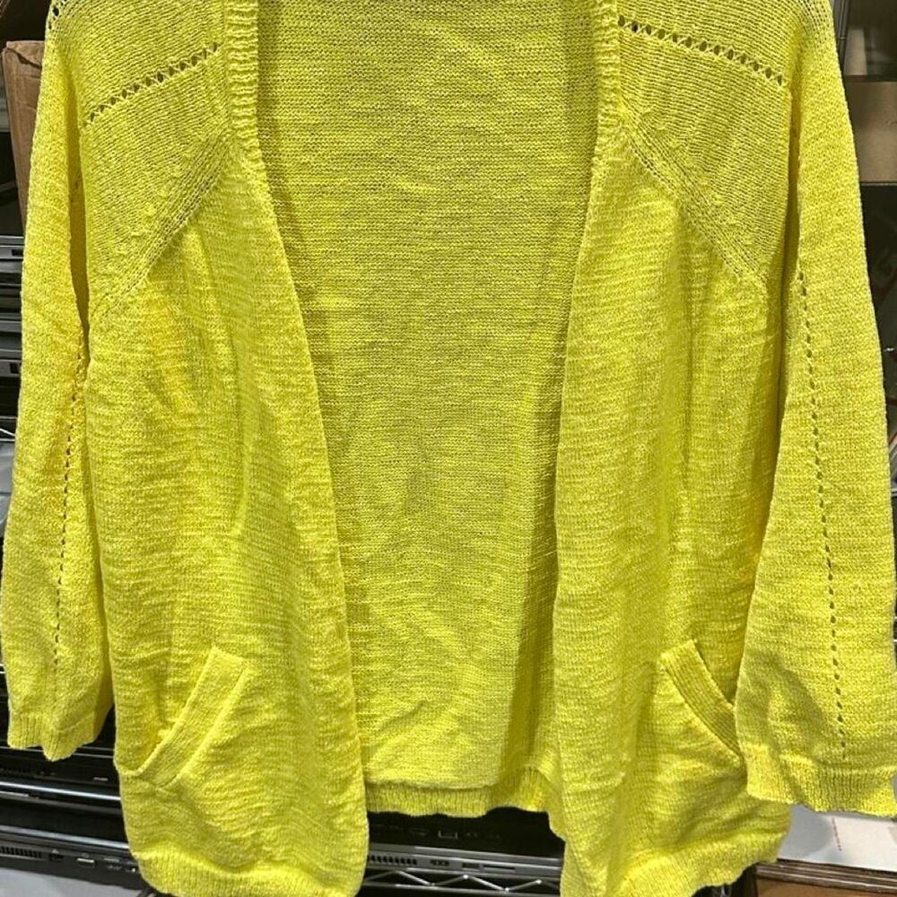 Coldwater-creek Women's Yellow and Green Cardigan
